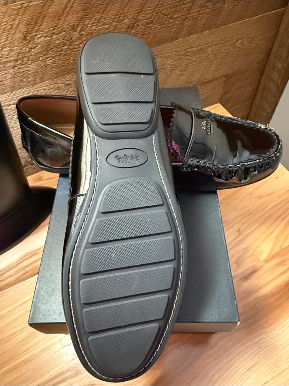 Coach Black Patent Leather Penny Loafers - Picture 4 of 5
